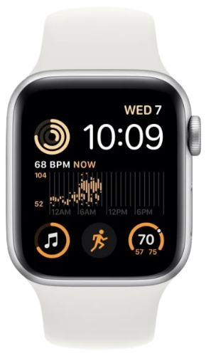Apple Watch SE 2024 40мм Silver Sport Band цвета «Белый» S/M