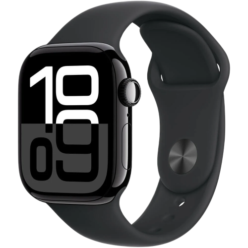 Apple Watch Series 10 42мм Jet Black Sport Band цвета «Черный» S/M