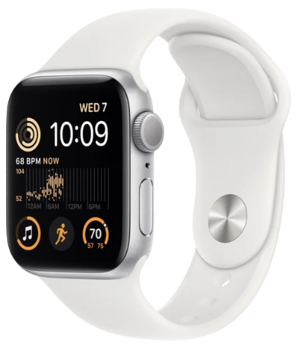 Apple Watch SE 2024 40мм Silver Sport Band цвета «Белый» S/M